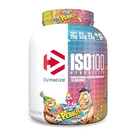Dymatize Dymatize ISO100 Whey Protein Powder Isolate, Birthday Cake, 25g of Protein, 5 Pound, 5.5g BCAAs, Less Than 120 Cal., Gluten Free, 1g Fat, 1g Sugar, 2g Carb