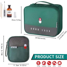 BBjinronjy Reiseapotheke Tasche Leer Medikamententasche Reise,2-teiliges Taschen-Erste-Hilfe-Set, tragbare Medizintaschen für Reisen, Camping und Wandern, leicht (groß und klein) (grün)