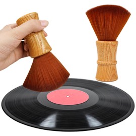 Vinyl Record Cleaner Brush, Anti Static Dust Remover with Fine Fiber Bristles, Wood Record Brush Accessories for Vinyl Albums LP CD Cartridge (Brown)