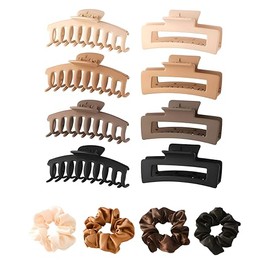 KADIGO 8 Piezas Pinzas para Cabello con 4 Ligas para Cabello, Accesorios para Cabello Mujer, para Pelo Abundante Largo Grueso Fino Rizado, Coleteros Elásticos Suaves, Mujer Accesorios de Peinado