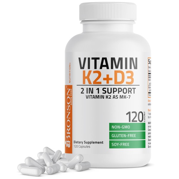 Bronson Vitamin K2 (MK7) with D3 Supplement Non-GMO Formula 5000
