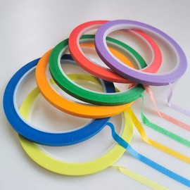 JINBING 6 Rolls Washi Paper Masking Tape for DIY Nail Arts Drawing Pattern Making 2mm 2.5mm 3mm 4mm 5mm 6mm x 25m (Purple)