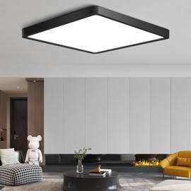 12Inch 24W Square LED Ceiling Light Fixtures Flush Mount, 4000K Natural White Ceiling Lamp, Surface Mount Modern Ceiling Lights, Slim Flat Panel Lighting for Bedroom, Kitchen, Bathroom Etc.Black