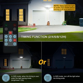 Onforu Dusk to Dawn Outdoor Lighting,60W 6000LM Flood Lights Outdoor,Security Lights Wired with Remote,IP65 Waterproof Led Outdoor Light,3 Adjustable Heads Photocell Light for Garage Patio Yard,White