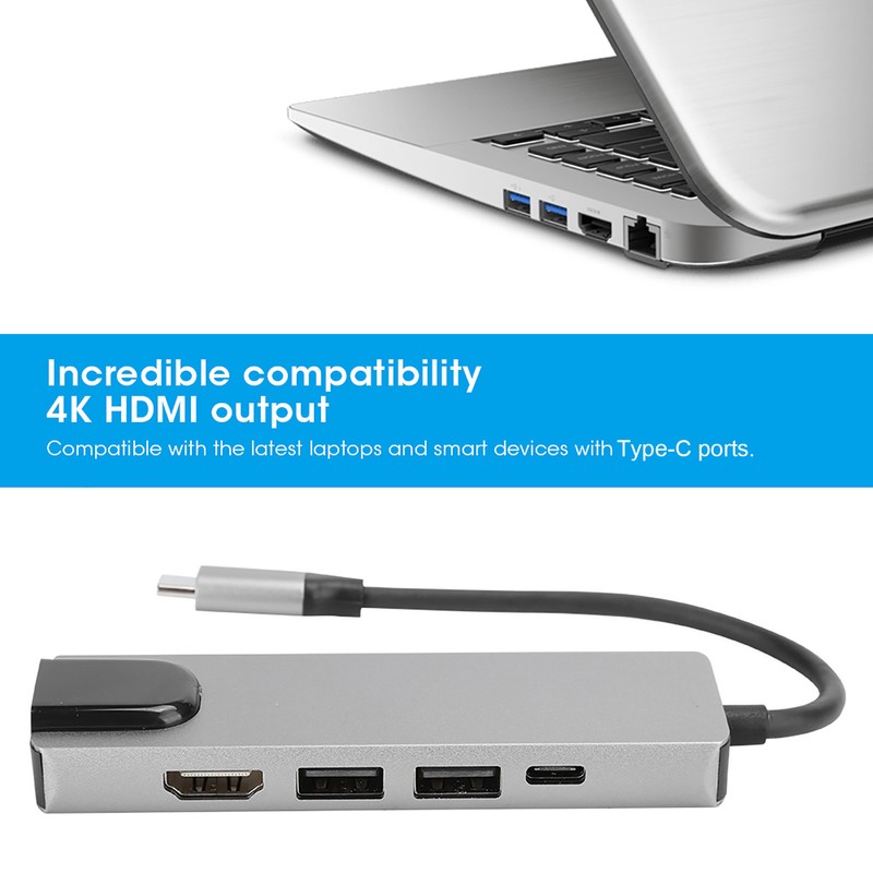 5 in 1 TypeC Hub to Hdmi Adapter 4K TypeC