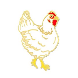 PinMart White Hen Chicken Farm Animal Enamel Lapel Pin - 25 Pack
