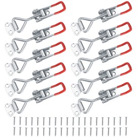 Pack of 10 Toggle Latches + 40 Screws Box Lock Tension Lock Corner Fastening Load Capacity Door Lock Corner Lock Lever Tensioner Closure Button Toggle Lock