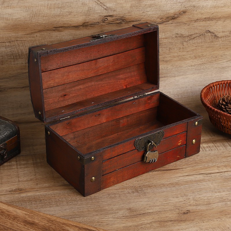 Vintage Wooden Storage Box Retro Hand Made Exquisite Jewelry Craft