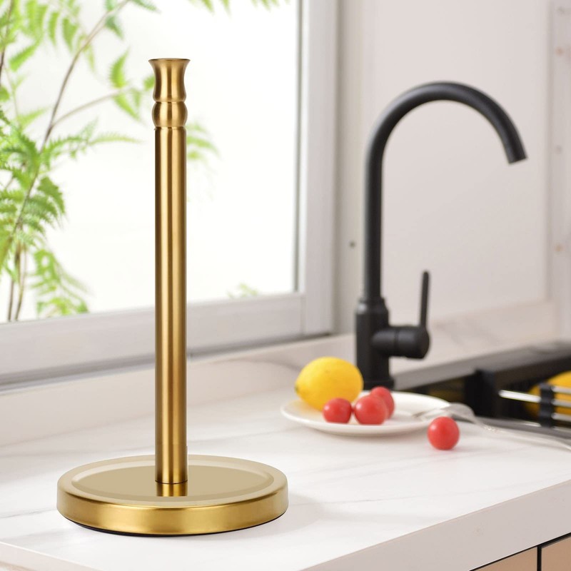 Siwil Gold Paper Towel Holder Stand, One-Handed Ripping Paper Towel