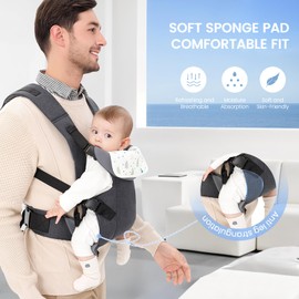 Baby Carrier, Baby Carrier for Newborns Carrier Baby Ergonomic for Toddlers Sling Baby Newborn with Adjustable Waist Belt Shoulder Strap Front and Back Carry for 1-36 Months