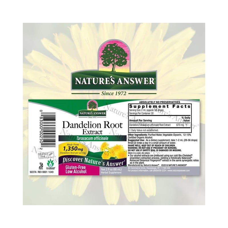 Nature's Answer Dandelion Root, 2 Oz Raíz de Diente de