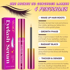 Eyelash Growth Serum, Advanced Lash Enhancing Serum For Fuller, Longer-Looking Lashes, Natural Eyelash Serum Enhancer Rapid Lash Growth, Nourish Damaged Lashes, For Best Result Use 4-5 weeks
