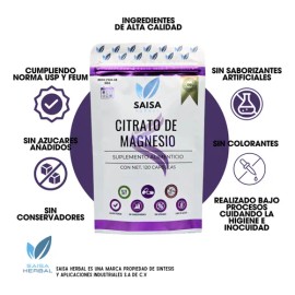 Citrato de magnesio y Citrato de Potasio bolsas 120 cápsulas cada uno Suplemento Alimenticio | Saisa Herbal Sin sabor | Alta biodisponibilidad | Apoyo del sueño, Ayuda a fortalecer musculos, Vitalidad