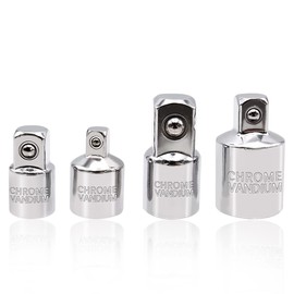 Dianrui 4PCS Sliver Socket Adapter Set,1/4" x 3/8", 3/8" x 1/4", 3/8" x 1/2", 1/2" x 3/8" Square Ratchet Socket Adapter/Reducer Converter Sets Kit For Car and Construction Work K-009
