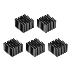 sourcing map Heatsink Cross Shaped Notches for MOS GPU IC Chip 28 x 28 x 20 mm Black Pack of 5