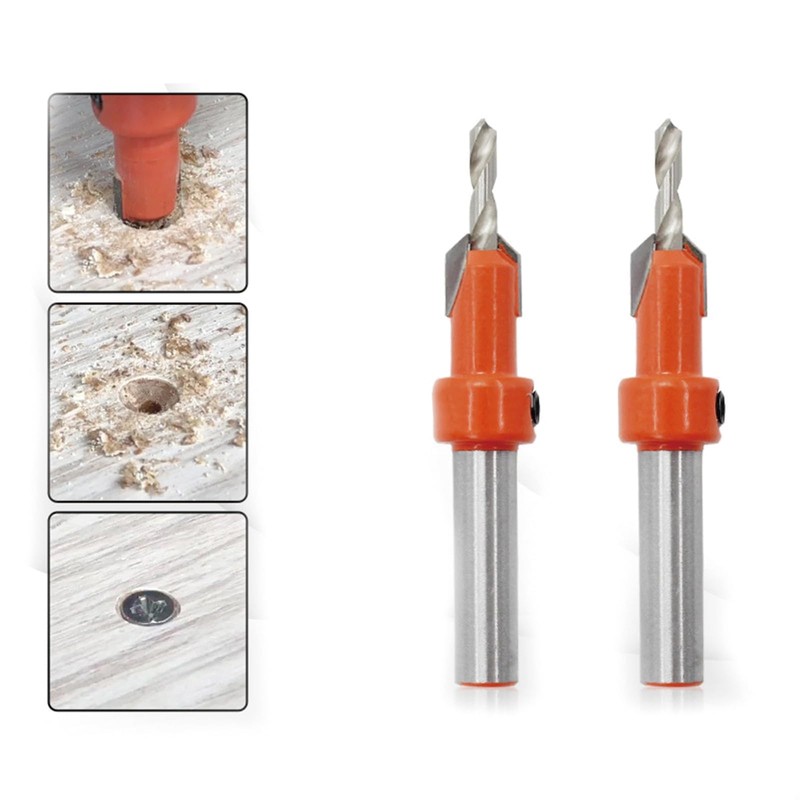 HSS Countersink Drill Bit 3mm, Red 8mm Round Shank Woodworking