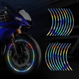 TOMALL 16''-17" Reflective Wheel Rim Stripe Decal for Motorcycle, Car, Cycling, Bike - Night Safety Decoration, Universal Rim Reflective Stickers (Gradient)