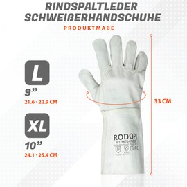 RODOPI Firewell Protect Welding Gloves 1-10 Pairs Size 8-11 Cowhide Split Leather EN 12477:A Welding Gloves 33 cm for Men and Women (1, 10)