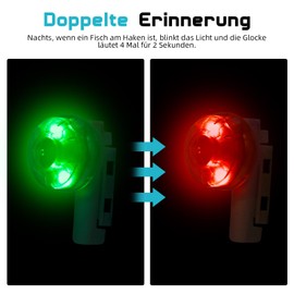 HRGOYY 4 x Fishing Bite Alarm, Electronic Bite Alarm, LED Bite Alarm for Rod Tips, Fishing Daytime / Night Fishing Bite Alarm for Fishing Rod