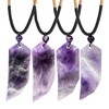 mookaitedecor Purple Amethyst Crystal Wolf Tooth Pendant Necklace for Men