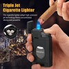 SEMKONT Triple Jet Flame Cigar Lighter with Cutter, Windproof Butane
