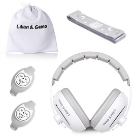 Lilian&Gema Baby Hearing Protection - 2 in 1 Baby Headphones Noise Protection 25 dB Baby Earmuffs Noise Adjustable Headband Headphones Baby Noise Protection for Babies up to 48 Months Hearing