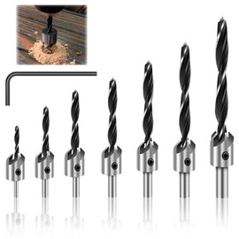 VZXZXE Drill Bit with Countersink 3 4 5 6 7 8 10 mm Drill Bit Set for Woodworking Countersink Drill with Depth Stop Wood Drill Countersink Set