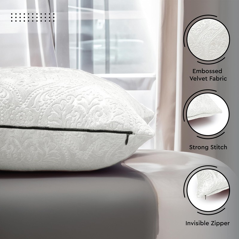 Encasa XO Velvet Cushion Covers 40 x 40 cm Embossed