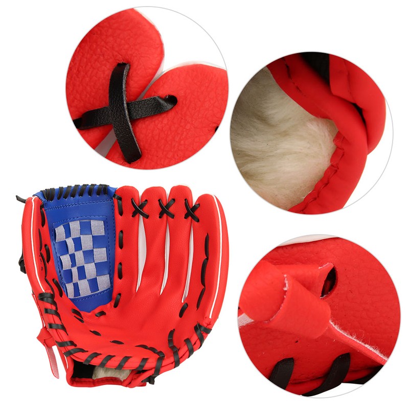 PU Leather Baseball Glove Practicing Training Competition Gloves for Children(Red