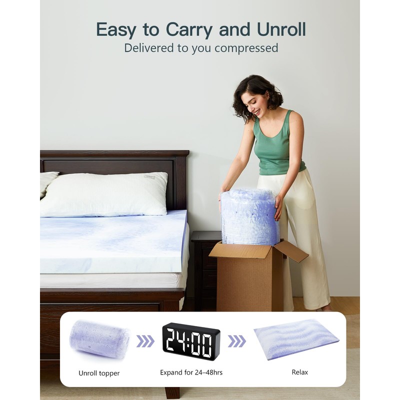 PERLECARE 3 Inch Queen Memory Foam Mattress Topper for Pressure