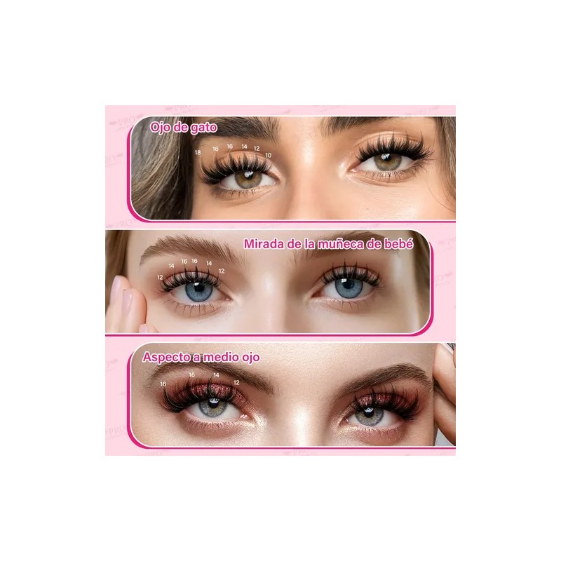 Extensiones De Pestañas Kit Efecto Manga Anime Mixto Lash