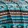 Linen Mart Southwestern Turquoise Tan Aztec Coverlet - 5 Piece