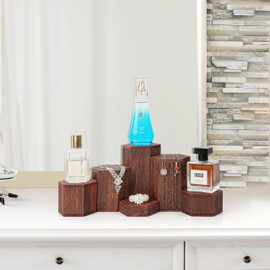 Winter Shore Hexagonal Pedestal Wood (Pack of 6) - Dessert & Cupcake Stand - Pedestal Decoration - Tier Display Stand for Buffet & Cakes - Food Stand