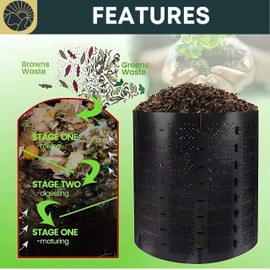 SunVara Compost Bins Outdoor Compost Bin Outdoor Composter Easy Assembling Large Capacity Yard Waste Bins Compost Bin Outside Outdoor Composting Bins