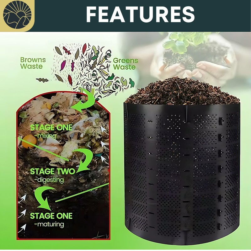 SunVara Compost Bins Outdoor Compost Bin Outdoor Composter Easy Assembling