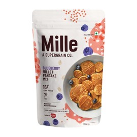 Millé Blueberry 16g Plant Protein Pancake Mix | High Protein Breakfast | High Fibre |Vegan, Low Carb & Low Calorie | No Refined Flour, No Refined Sugar, Low GI Millet Grain | 250 grams