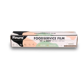 Finura Foodservice Plastic Wrap Film, Serrated Cutter, BPA Free, Antifog, Optimum Cling, Microwave and Freezer Safe, Food & Commercial Use 4000 ft² (sq. ft.) (24 in x 2000 ft)