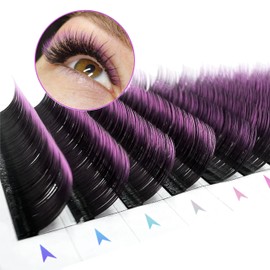 CoMango Eyelash Extensions C Curl Classic Lash Extensions .07mm Ombre Purple Individual Lashes Mixed Colored 8-15mm Lashes Extension Supplies (Ombre Purple-C-0.07-Mix8-15mm)