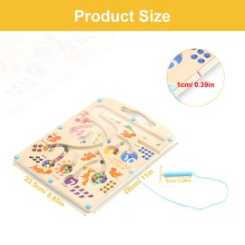 SRJQXH Magnetic Maze Game, Magnetic Ball Maze, Wooden Labyrinth Game, Educational Toy, Suitable for Children to Learn Counting, Calculation and Colour Recognition