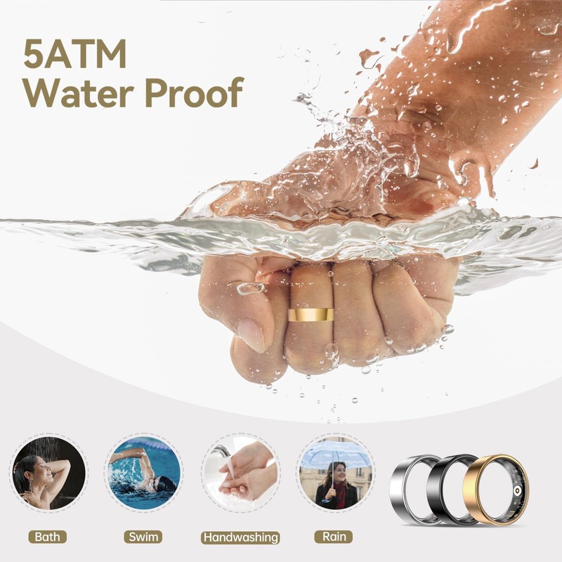 WNRTSA Smart Ring for Women & Men, Fitness Tracker with