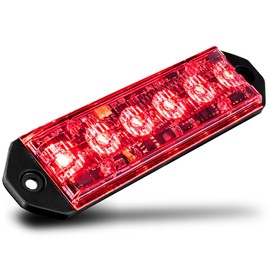 LAMPHUS PlanarFlash 6W Red LED Surface Mount Police Grill Strobe Warning Light [SAE Class 1] 12V Ultra Slim Flat Grille Flashing Emergency Fire Light for EMS Responder Firefighter Vehicle Car