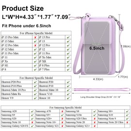 OIDERY Small Crossbody Phone Bags Cellphone Wallet Purse for Women with Credit Card Slots, Purple, One Size
