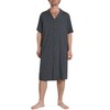 Latuza Men's Bamboo Viscose Nightshirt Button Down Sleep Shirt, Dark