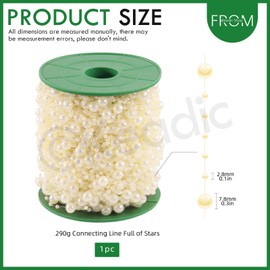 Keadic 200Feet Pearls String Beads Decoration, 1 Roll Faux Pearl Garland Roll Strand for Wedding Party Valentine Bridal Bouquet Crafting DIY Decoration (White)
