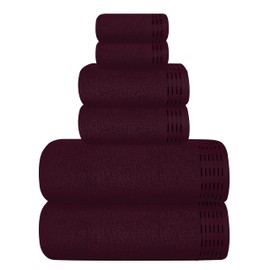 MALLONI HOME Ultra Soft 6 Pack Cotton Towel Set, Contains 2 Bath Towels 28x55 inch, 2 Hand Towels 16x24 inch & 2 Wash Coths 12x12 inch, Ideal Everyday use, Compact & Lightweight - Burgundy