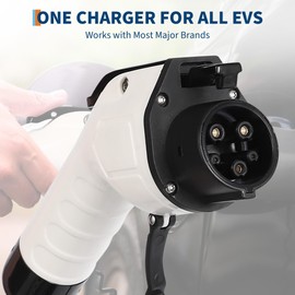 Level 1&2 EV Charger, 16A 110-240V Dual Voltage, NEMA 6-20 & 5-15 Plug, 25ft Cable, Adjustable Current/Delay Timer, SAE J1772 Listed Portable Electric Vehicle Charging Stations for Indoor/Outdoor Use