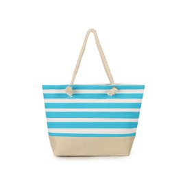 AFKOMST Canvas Shoulder Bag for Women Waterproof Beach Bag Striped Tote bag with Top Zip Closure