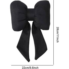 AIMALL Car Headrest Neck Pillow, Stylish Bow Design, Soft Cotton and Linen Fabric, Comfort Support for Head and Neck, Universal Fit, Black, Red or Pink, 11 x 8.6 Inches