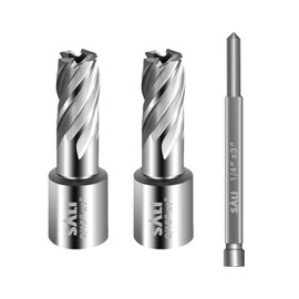 SALI 2 pcs Annular Cutter Diameter 9/16 Inch with Weldon Shank 3/4" (with 2 Flats) Cutting Depth 1" Mag Drill Bit for Magnetic Drill Press HSS Fully Ground Drill with One 1/4"*3" Pilot Pin