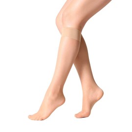 MANZI 12 Pairs Women's Knee Socks Breathable Ultra-Soft 15 Denier Black Skin Colour, 12 Pairs Natural